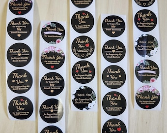 Floral Thank You Stickers for Small Business Support (1 inch, 100 stickers)