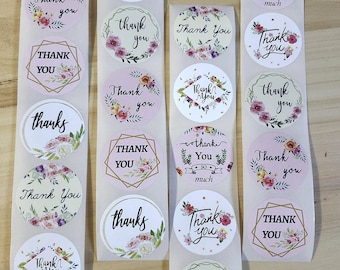 100 Floral Thank You Stickers, Elegant Business Stickers (1.5 inch)