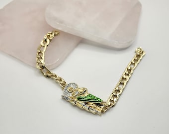 San Judas/ Saint Jude Thaddeus Gold Laminated Bracelet 8 inch