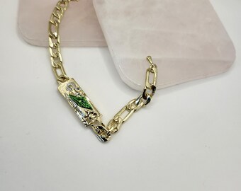 San Judas/ Saint Jude Thaddeus Gold Laminated Bracelet 7.8 inch