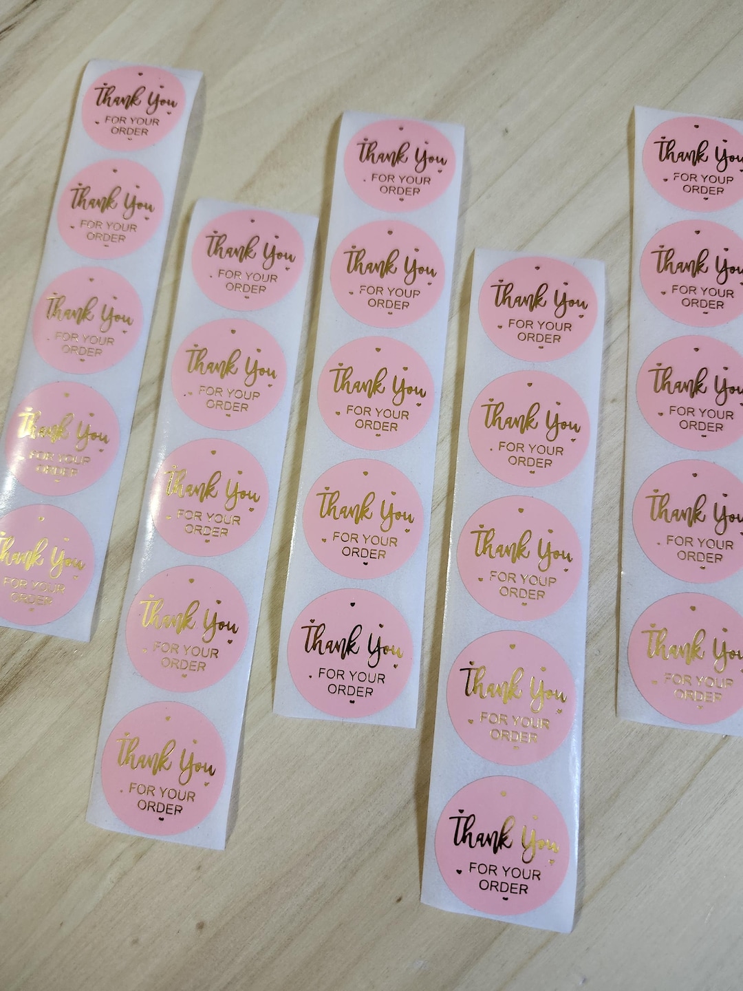Pink and Gold Tone Thank You for Your Order Stickers 1 Inch 100 ...