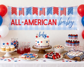 Archivo digital de pancarta para baby shower totalmente estadounidense