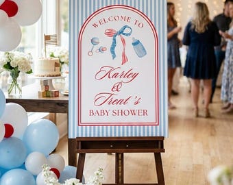 Cartel de bienvenida para baby shower con temática americana (solo producto digital)