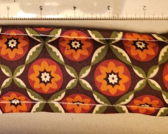 Microwave heat cold pack with dried lavender flowers, reusable hot pad - 8 in x 2 inches orange and plumb