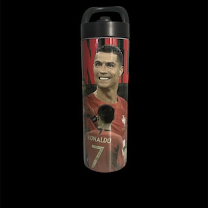 Beliebte Portugal Fussball Spieler # 7 CR7 (Schwarz) dreifach isolierte Sportwasserflasche