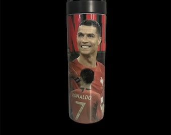 Popular Portugal Soccer/Futbol Player #7 CR7 (Black) triple insulated sports water bottle