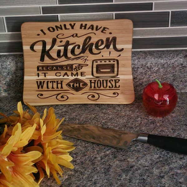 Mini Laser Engraved Kitchen Gift Idea, Housewarming Cutting Board, Gift.This cutting board is 7 3/4".X 5 3/4" X 3/4". Please notice the size