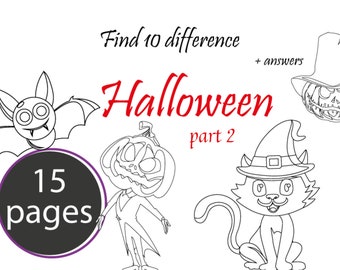 15 Zoek de verschillen - Halloween deel 2, afdrukbaar voor kinderen, creatief boek afdrukbaar, spel voor kinderen