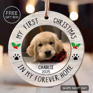 Custom Puppies First Christmas Ornament - Dog Picture Ornament - Dog&#39;s 1st Christmas Ceramic Keepsake - Pet Photo Print Ornament 2025