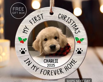 Custom Puppies First Christmas Ornament - Dog Picture Ornament - Dog&#39;s 1st Christmas Ceramic Keepsake - Pet Photo Print Ornament 2025