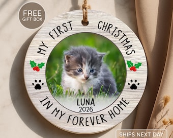 Katzen Kopfschmuck - Katzen Bild Ornament - Katze Keramik Andenken - Haustier Fotodruck 2026 - Neuer Katzenbesitzer Weihnachtsgeschenk