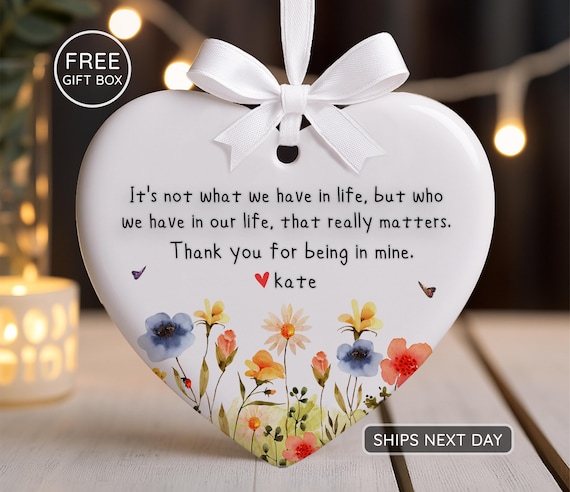 Best Friend Ornament, Friendship Keepsake Gift, Thank You Gift for Friend, Inspirational Quote Ornament, Besties Ornament