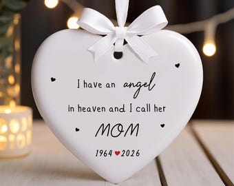 Memorial Mom Ornament 2026 – Personalized Angel in Heaven Gift – Loss of Mother Keepsake – Sympathy Christmas Ornament