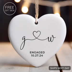 Engaged Ornament 2025 - Initials Ornament - Custom Engagement Christmas Ornament