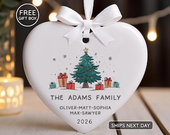 Family Christmas Ornament 2026 – Custom Family Name Ornament – Holiday Keepsake Gift – Personalized Ornament for Family