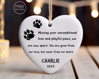 Dog Loss Memorial Ornament - Custom Dog Name Christmas Ornament - Pet Memorial Keepsake - Personalized Cat Ornament