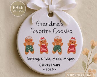 Grandma’s Favorite Cookies Ornament – Personalized Gingerbread Family Christmas Gift - Grandchildren Gift 2026