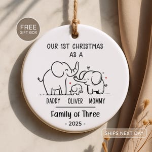 Family of Three Christmas Ornament - Family of 3 - Family Ornament - Personalized Baby's First Christmas Ornament - First Christmas Ornament
