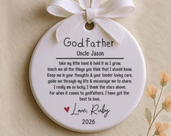 Godfather Ornament | Personalized Godfather Gift | Baptism or Christening Keepsake 2026