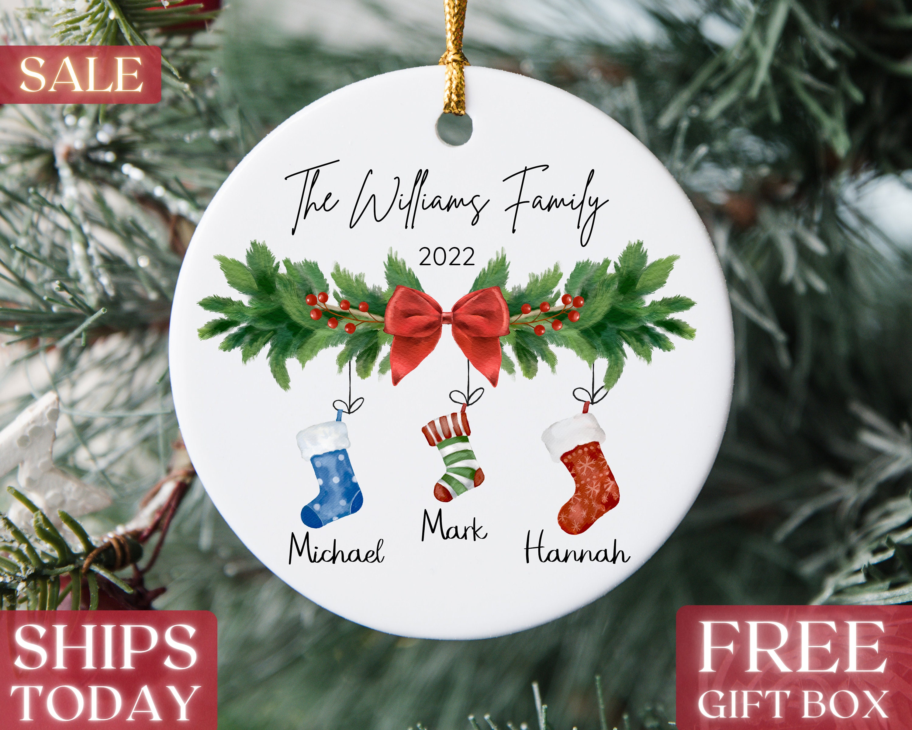 Personalized Family of 3 Ornament, Custom Family Ornament With Names
