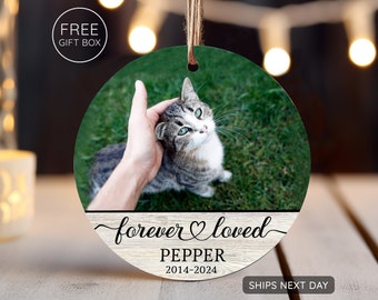 Personalisierter Foto-Katzen-Gedenkschmuck, Katzen-Weihnachtsschmuck, Katze in liebevoller Erinnerung, Erinnerungsornament Weihnachten, Haustierverlust-Geschenk, Weihnachtsgeschenk