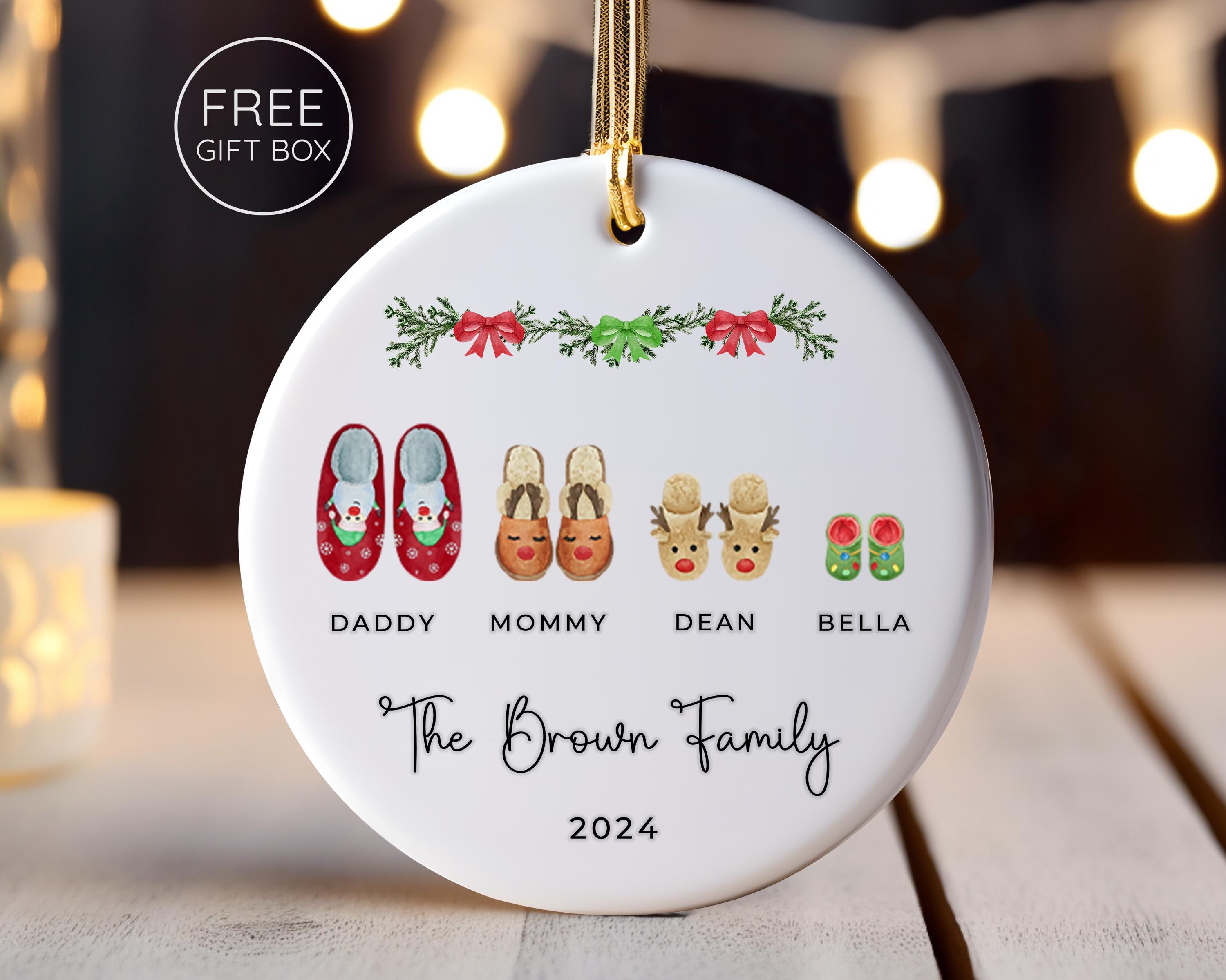 Family Names Christmas Ornament - Family of 4 - Family Ornament - Personalized Baby&#39;s First Christmas Ornament - First Christmas Ornament