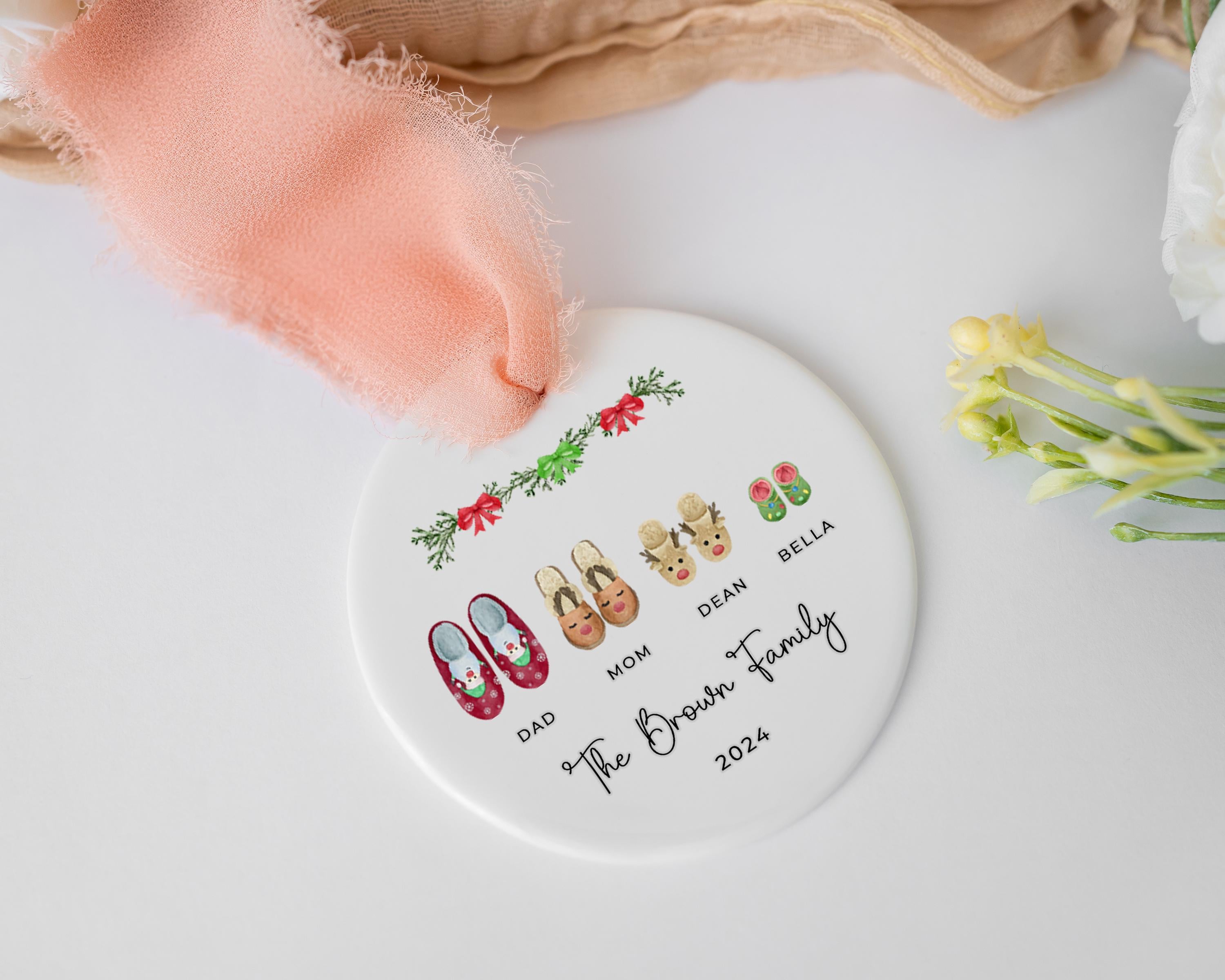 Family Names Christmas Ornament - Family of 4 - Family Ornament - Personalized Baby&#39;s First Christmas Ornament - First Christmas Ornament