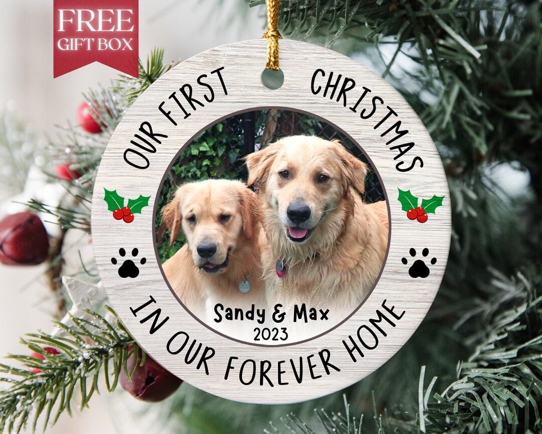 Our First Christmas in Our Forever Home Custom Puppies First Christmas Ornament Dog Picture