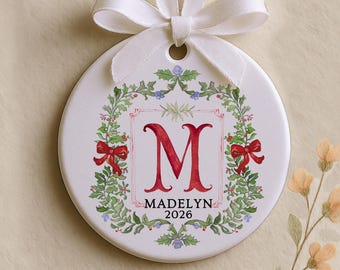 Letter Name Ornament, 2026 Family Ornament, Custom Initial Ornament, Personalized Ornament Name, Family Christmas Ornament, Baby Ornament