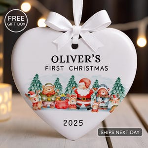 Baby’s First Christmas Ornament 2025 – Personalized Ceramic Ornament – Custom Baby Gift for Newborn, Infant Holiday Keepsake
