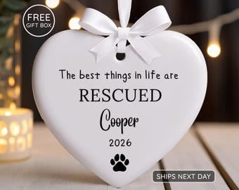 Personalized Dog Adoption Gift, Custom Rescue Keepsake, New Dog Christmas Decor, Shelter Pet Present 2026