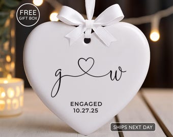 Engaged Ornament 2025 - Initials Ornament - Custom Engagement Christmas Ornament