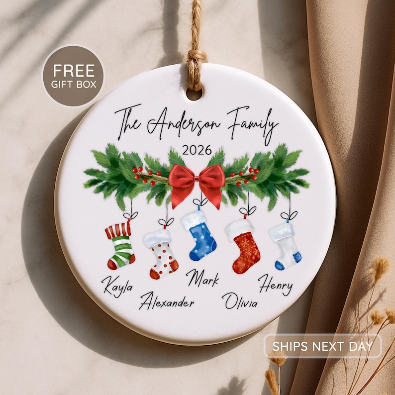 Personalized Family of 5 Ornament, Custom Family Ornament With Names ...