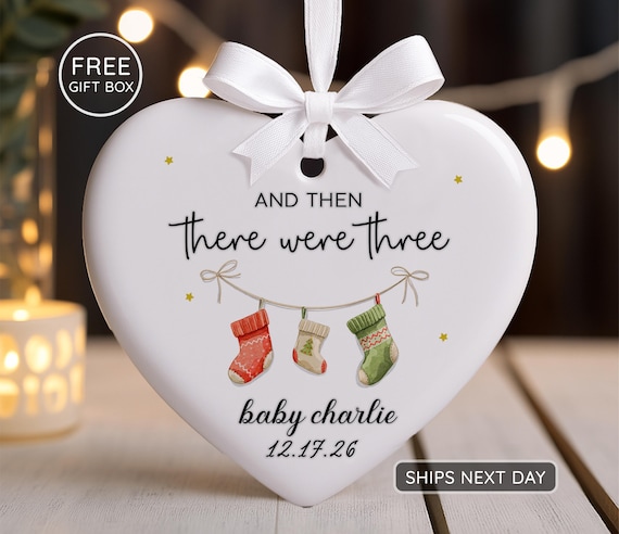 And Then There Were Three Ornament, Pregnancy Announcement Ornament, Baby Ornament 2026, Baby Coming Soon Ornament, Pregnancy Ornament