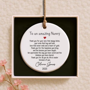 Nanny Ornament – Personalized Thank You Gift for Nanny or Babysitter, Child Care Appreciation Christmas Keepsake