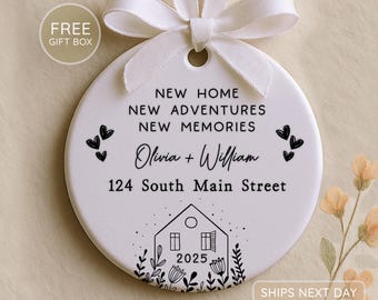 New Home Ornament 2026 – Personalized Couple Housewarming Gift Keepsake - Address Ornament Keepsake
