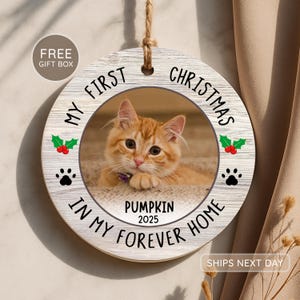 Cat First Christmas Ornament - Cat Picture Ornament - Cat&#39;s 1st Christmas Ceramic Keepsake - Pet Photo Print Ornament 2025