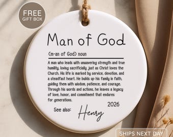 Christelijk ornament voor mannen | Man Gods kerstornament | Religieus cadeau dominee 2026