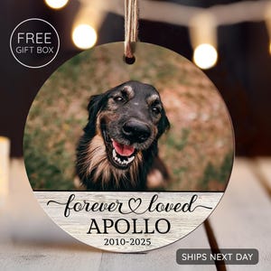 Dog Memorial Ornament, Custom Dog Photo Ornament, Pet Memorial Gifts, Dog Christmas Ornaments, Dog Loss Keepsake, Forever Loved Ornament