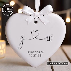 Engaged Ornament 2026 - Initials Ornament - Custom Engagement Christmas Ornament