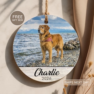 Personalized Dog Photo Ornament: Custom Pet Memorial Keepsake image 1