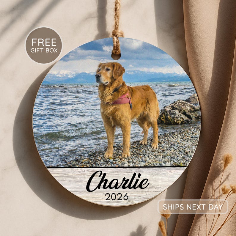 Personalized Dog Photo Ornament: Custom Pet Memorial Keepsake image 1