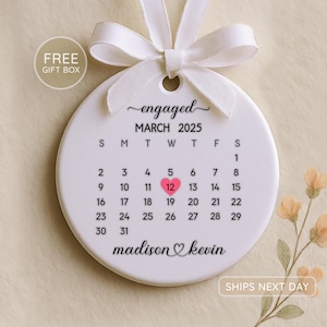 Personalized Custom Engaged Christmas Ornament 2025, Our First Engaged Christmas, Engaged Couple Gift, Engagement Announcement, Xmas Gift