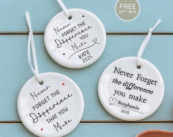 Bulk Thank you Gift For Women/Men, Never Forget The Difference That You Make Ornament, Coworker Leaving Gift, Teacher Appreciation Xmas 2025