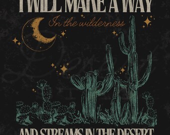 Desert Cactus Christian Bible Verse PNG Graphic (Digital Download)