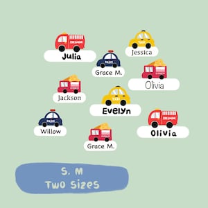 Waterproof Kid Name Label｜Laminated Kid Name Sticker｜Cars icon｜Kids Labels for School Supply, Daycare, Preschool, Storage - Free Shipping