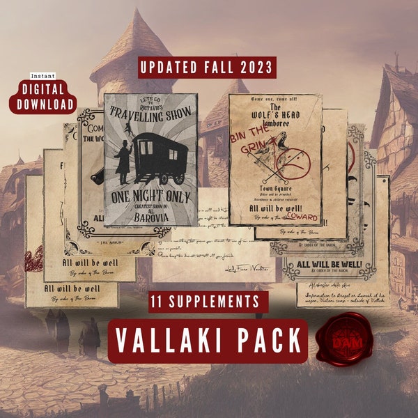 The Vallaki Pack, Curse of Strahd Custom Campaign Poster Hand out for Dungeon Masters, Téléchargement instantané, Imprimable Prop