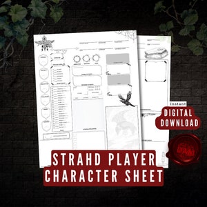 Curse of Strahd Kampagne Spieler Charakter Sheet für Dungeon Masters, Für Spieler, sofortiger download, druckbares Sheet, digitales Sheet