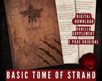 Original Tome of Strahd, Curse of Strahd Custom Dungeon Master Campaign Hand out, Instant download, Printable Prop, Digital Tabletop Prop