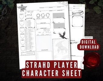 Curse of Strahd Custom Campaign Player Character Sheet for Dungeon Masters, For Players, Instant download, Printable Sheet, Digital Sheet